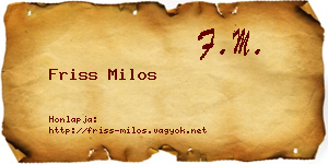 Friss Milos névjegykártya